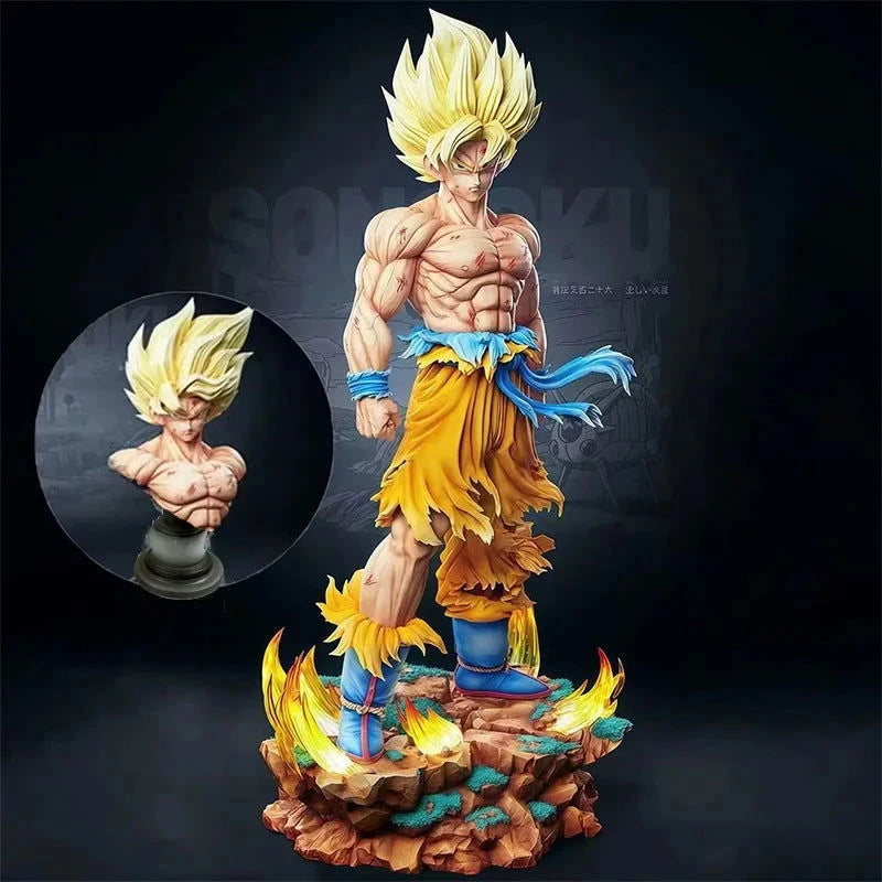 Dragon Ball Z Super Saiyan Son Goku Figure LED SSJ Action Figurines Collection 34 CM - CLOUDANIMESTUDIO