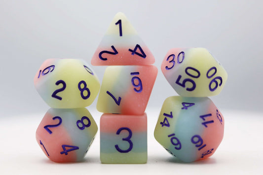 Peach Snow Cone RPG Dice Set CLOUDANIMESTUDIO