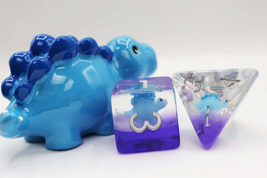 Blue Stegosaurus RPG Dice Set CLOUDANIMESTUDIO