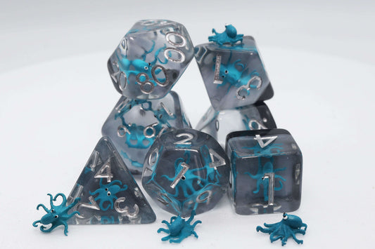 Teal Octopus RPG Dice Set CLOUDANIMESTUDIO