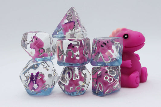 Pink T-Rex RPG Dice Set CLOUDANIMESTUDIO