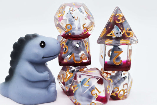 Gray T-Rex RPG Dice Set CLOUDANIMESTUDIO