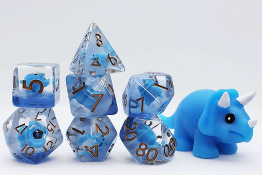 Blue Triceratops RPG Dice Set CLOUDANIMESTUDIO