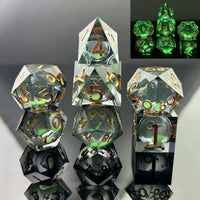 Sharp-Edged Glow in the Dark Liquid Core Dice CLOUDANIMESTUDIO