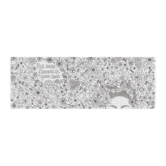 Flowers In Your Hair Color-In 1000 Piece Panoramic Jigsaw Puzzle Galison