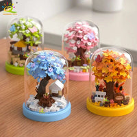 Four Seasons Mini Tree House with Display Box Model Mini Figurines Building Block Puzzles - CLOUDANIMESTUDIO