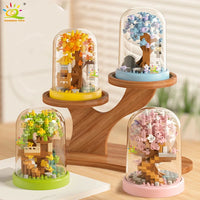 Four Seasons Mini Tree House with Display Box Model Mini Figurines Building Block Puzzles - CLOUDANIMESTUDIO