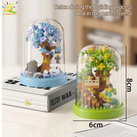 Four Seasons Mini Tree House with Display Box Model Mini Figurines Building Block Puzzles - CLOUDANIMESTUDIO