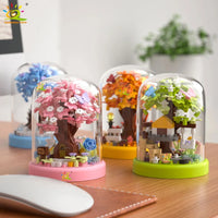 Four Seasons Mini Tree House with Display Box Model Mini Figurines Building Block Puzzles - CLOUDANIMESTUDIO