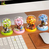 Four Seasons Mini Tree House with Display Box Model Mini Figurines Building Block Puzzles - CLOUDANIMESTUDIO