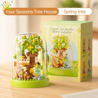 Four Seasons Mini Tree House with Display Box Model Mini Figurines Building Block Puzzles - CLOUDANIMESTUDIO