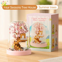 Four Seasons Mini Tree House with Display Box Model Mini Figurines Building Block Puzzles - CLOUDANIMESTUDIO