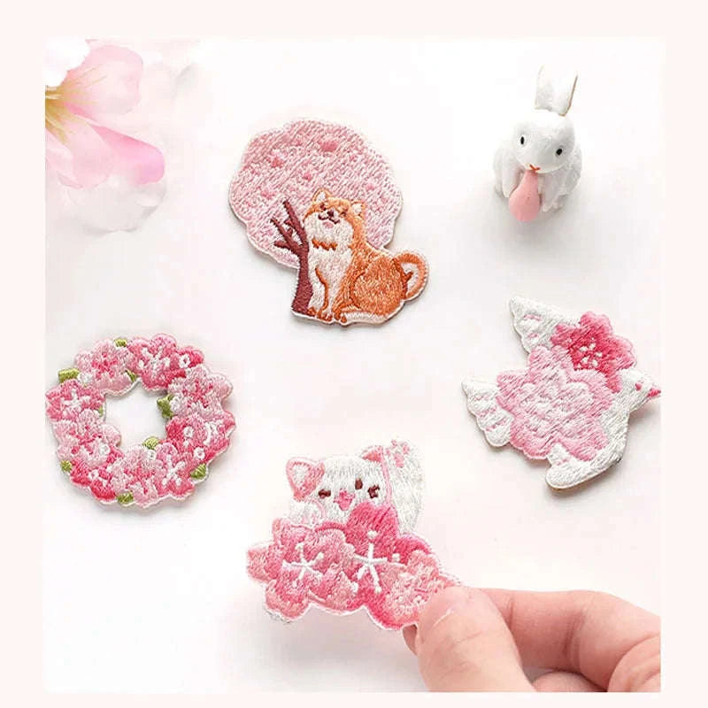 Kawaii Cherry Blossom Iron On Embroidery Patches CLOUDANIMESTUDIO