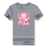Kawaii Axolotl Strawberry Milk T-Shirt