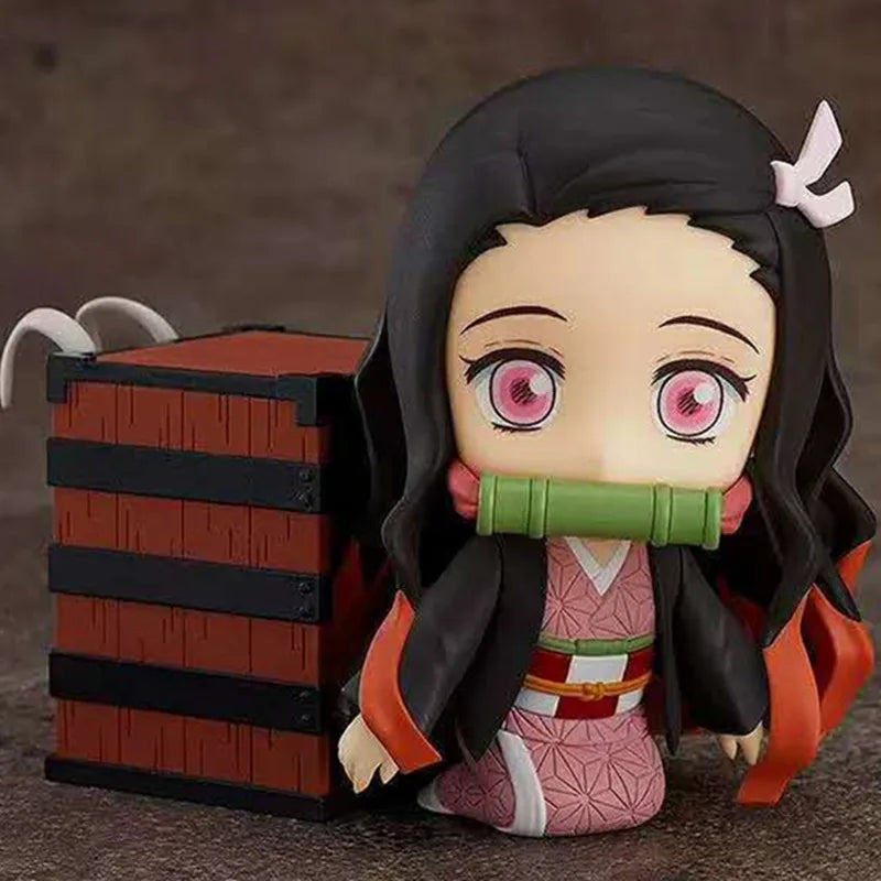 Demon Slayer Mini Anime Figurines, Inosuke, Tanjirou, Nezuko, Zenitsu, Giyuu, Regoukou, Tengen, Cute Kawaii Chibi Kimetsu no Yaiba 10 cm