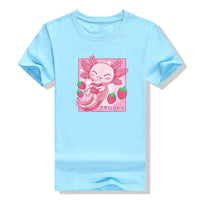 Kawaii Axolotl Strawberry Milk T-Shirt
