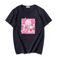 Kawaii Axolotl Strawberry Milk T-Shirt