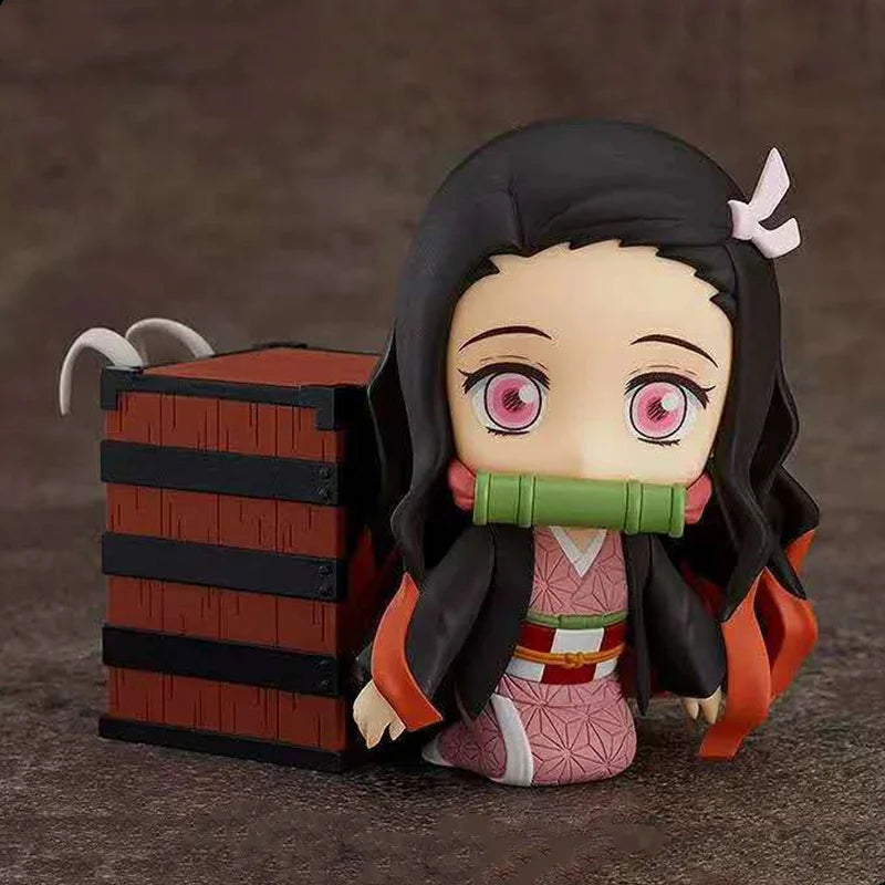 Demon Slayer Mini Anime Figurines, Inosuke, Tanjirou, Nezuko, Zenitsu, Giyuu, Regoukou, Tengen, Cute Kawaii Chibi Kimetsu no Yaiba 10 cm