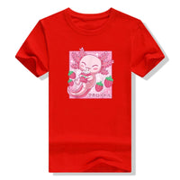 Kawaii Axolotl Strawberry Milk T-Shirt