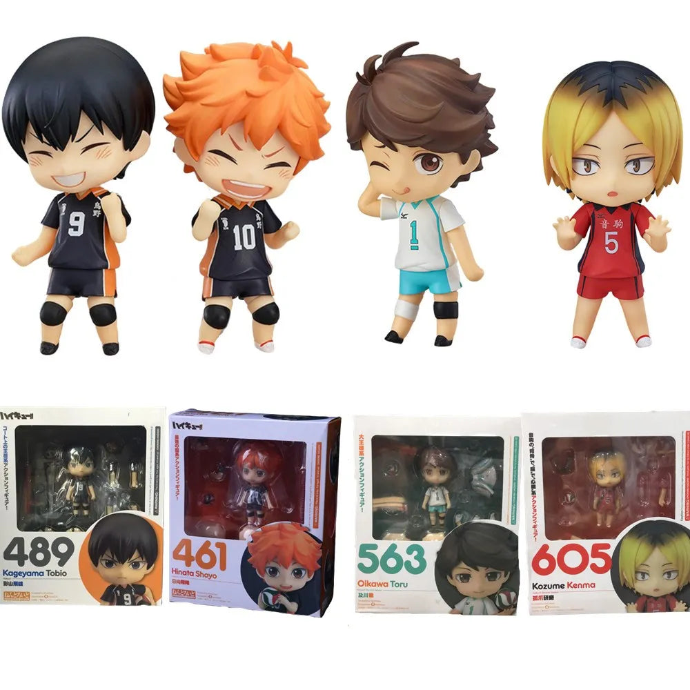 Haikyu Anime Mini Figurines, Hinata Shoyo, Kageyama Tobio, Oikawa Tooru, Kozume Kenma. Cute Kawaii Chibi Action Sport Figures 10 cm