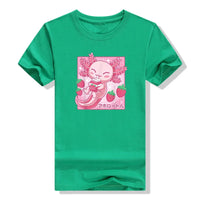 Kawaii Axolotl Strawberry Milk T-Shirt