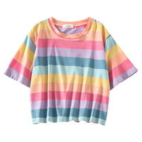 Pastel Rainbow Striped T-Shirt CLOUDANIMESTUDIO