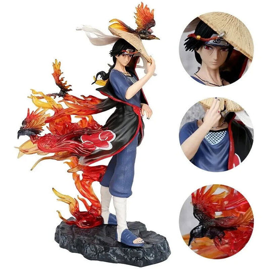 Itachi Uchiha Figure, Akatsuki Crows Red and Black Flames Amaterasu Figurines - CloudAnimeStudio