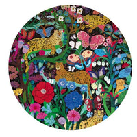 Jaguars & Butterflies 500 Piece Round Jigsaw Puzzle eeBoo CLOUDANIMESTUDIO