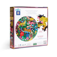 Jaguars & Butterflies 500 Piece Round Jigsaw Puzzle eeBoo CLOUDANIMESTUDIO
