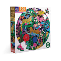Jaguars & Butterflies 500 Piece Round Jigsaw Puzzle eeBoo CLOUDANIMESTUDIO