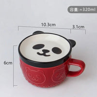 Japanese Cartoon Cat With Cover Coffee Cup, Cute Breakfast Cup With Lid - CloudAnimeStudio