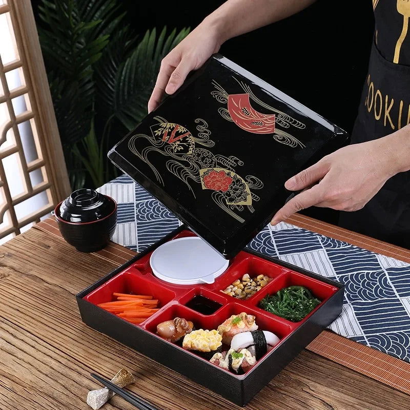 Japanese Style Business Lunch Box, Wood Grain Sushi Cooking Lunch Box, Food Storage Container - CloudAnimeStudio