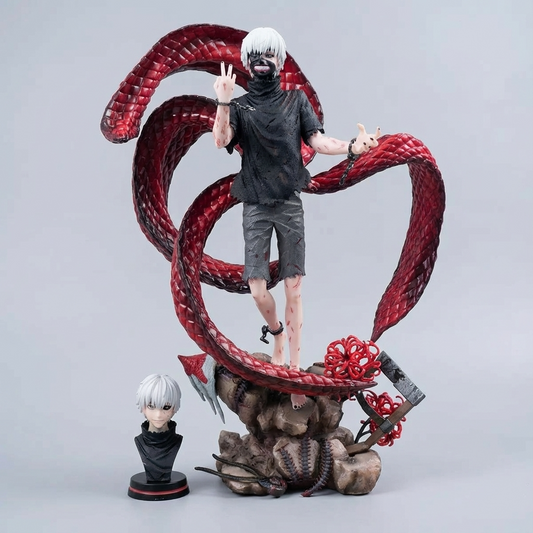 Kaneki Ken Anime Figure, Tokyo Ghoul Anime Figures PVC GK Statue Changeable Face Desk Decoration 39 cm