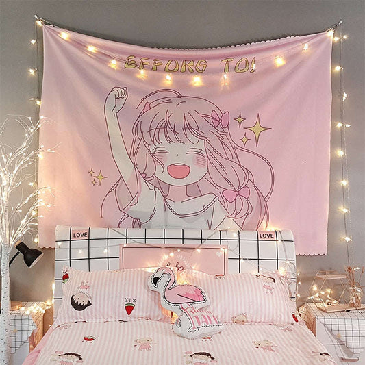 Kawaii Girl Wall Tapestries CLOUDANIMESTUDIO