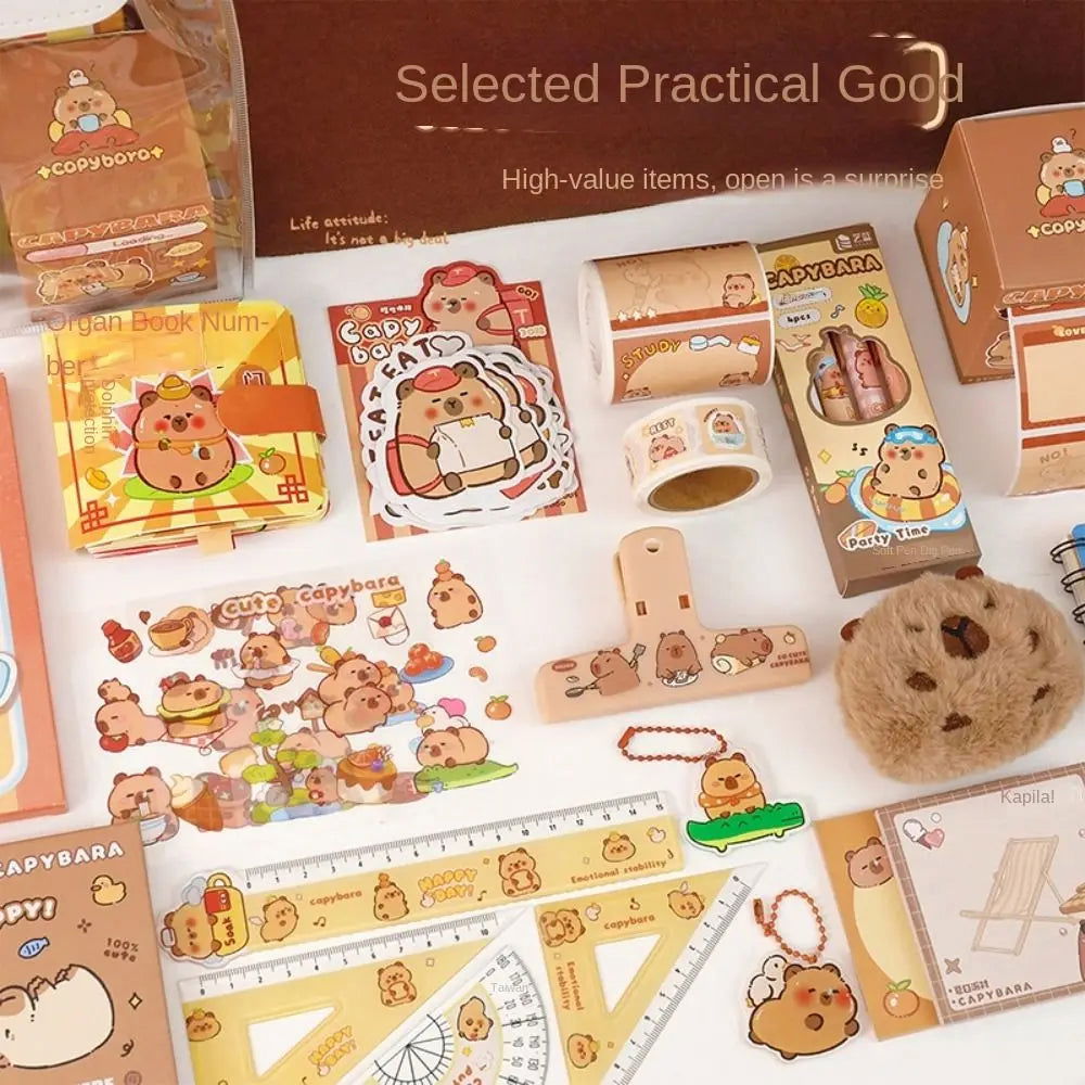 Kawaii Capybara Stationery Set, Abundant Cartoon Cute Birthday Gift for School Students - CloudAnimeStudio