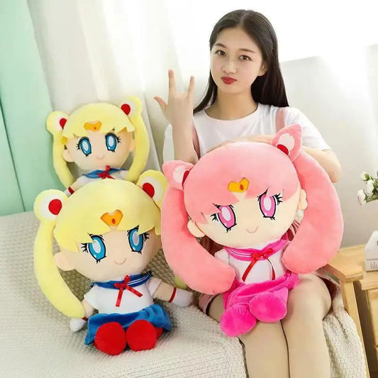 Kawaii Sailor Moon Plush Toy, Moon Cat Moon Hare Cute Girl Heart Filled Anime Doll Bedroom Decoration 25CM - CloudAnimeStudio