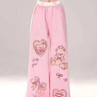 Kawaii Teddy Bear Print Pants