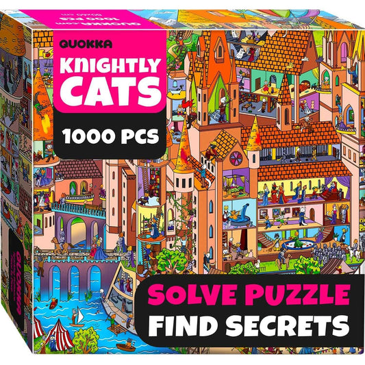 Knightly Cats Seekers Finders 1000 Piece Jigsaw Puzzle Quokka