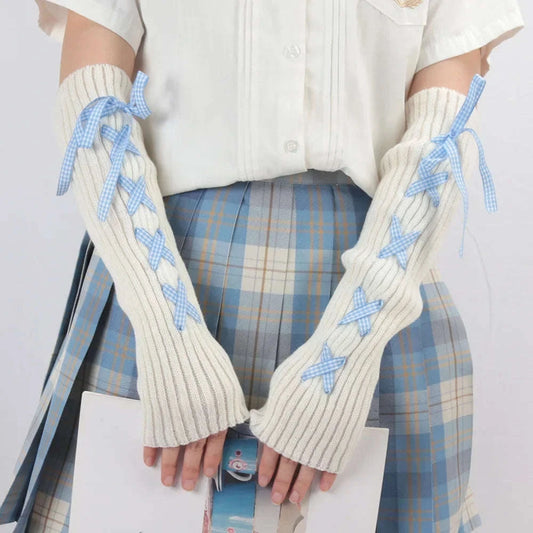 Lovely Ribbon Knit Arm Warmers CLOUDANIMESTUDIO