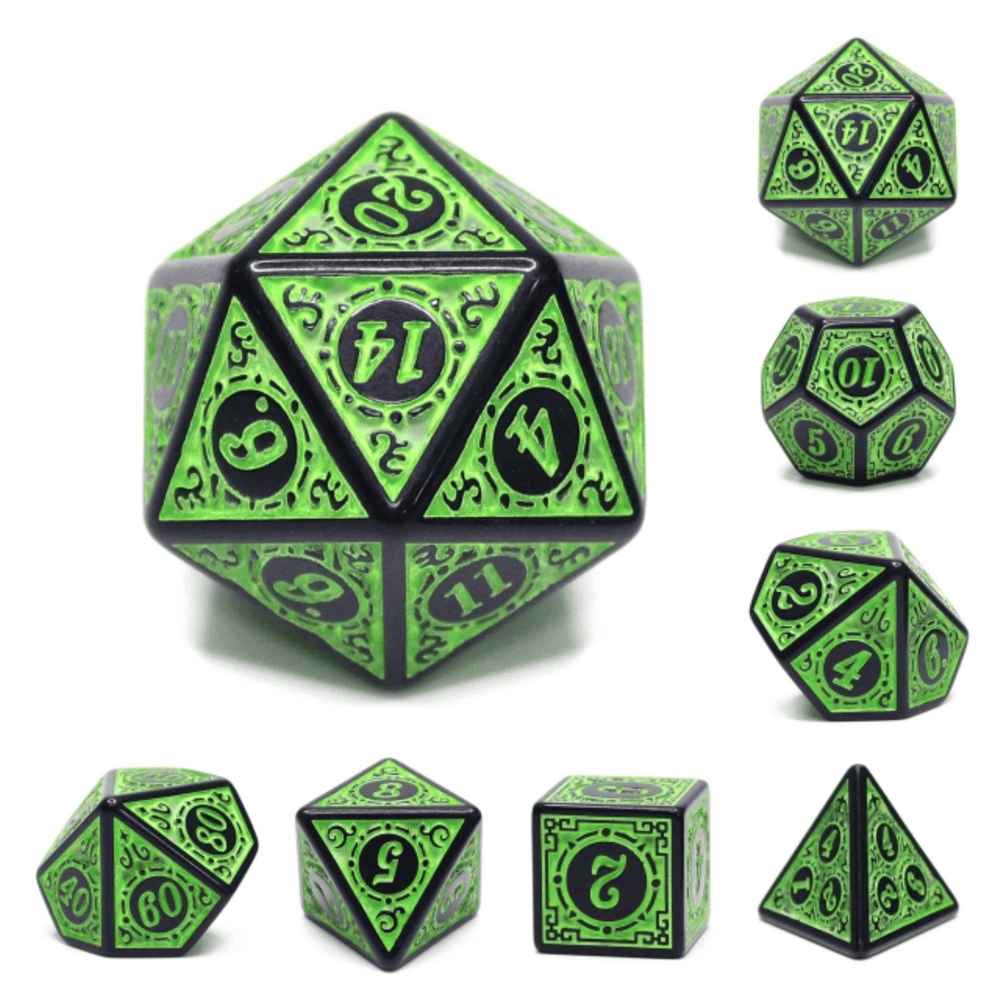 Magic Flame - Green RPG Dice Set CLOUDANIMESTUDIO