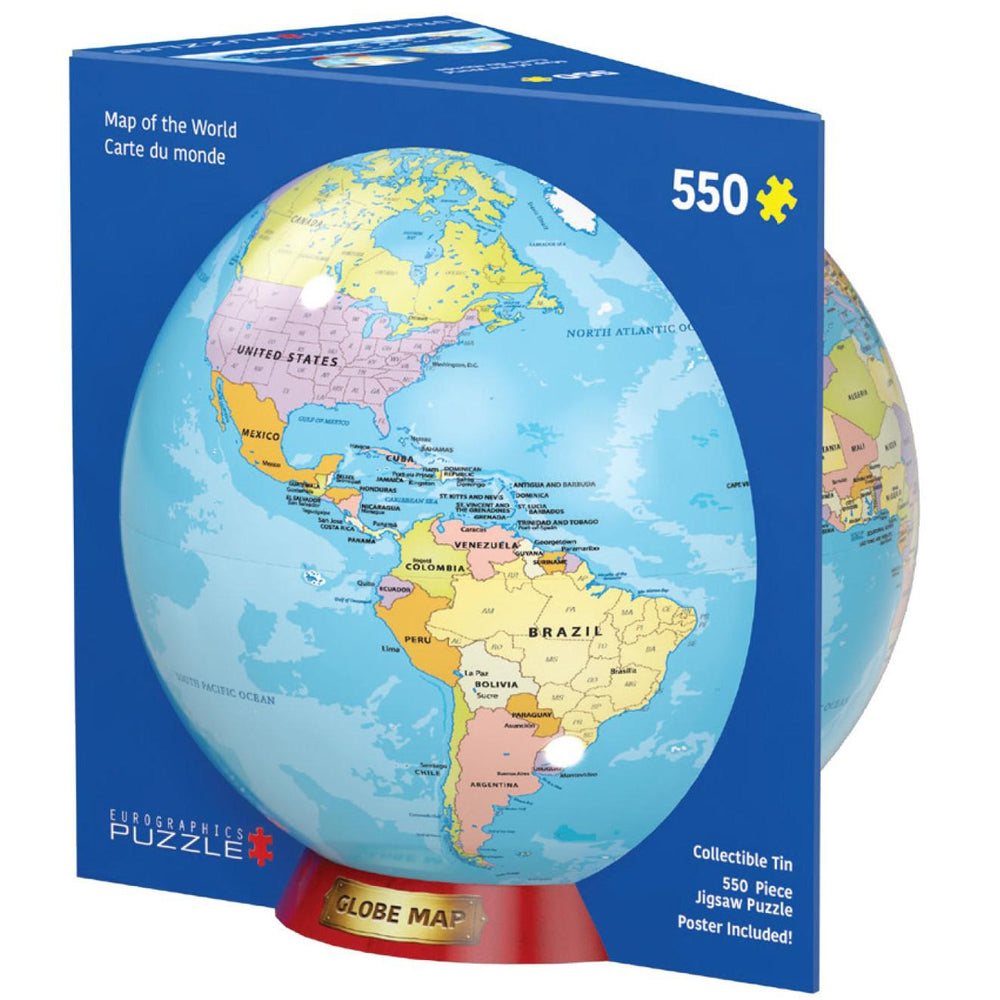 Map of the World 550 Piece Jigsaw Puzzle in Tin Eurographics CLOUDANIMESTUDIO