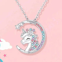 Moon Unicorn Crystal Pendant Necklace CLOUDANIMESTUDIO