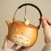 My Neighbor Totoro Ceramic Teapot Teacups Set, Anime Studio Ghibli Cute Cat Rough Pottery Cooking Teapot Tea Table Accessories - CloudAnimeStudio