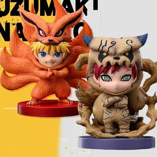 NARUTO Shippuden Chibi Figurines, Uzumaki Naruto and Gaara Tail Beast Form Action Figures Naruto Sandstorm Kawaii Cute Statues PVC Collection Toys 15cm - CloudAnimeStudio