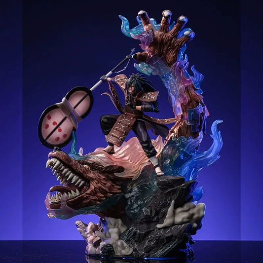 NARUTO Shippuden Figurines, Madara Uchiha and Kurama Anime Figure, Nine Tails Kyuubi Vs Battle Susanoo 40 cm - CloudAnimeStudio