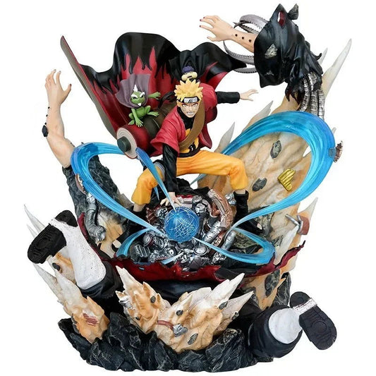 NARUTO UZUMAKI vs KAKUZU LED Anime Figurines, Naruto Shippuden Akatsuki vs Sage Mode Rasenshuriken 28 CM - CloudAnimeStudio