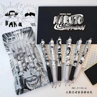 Naruto 6 PCS Set Gel Pen, Anime 0.5 Black Ink Signature Pen School Writing And Office Supplies Stationery Gift - CloudAnimeStudio
