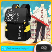 Naruto Anime Backpack, Includes Pencil Case and External Charging Port, Uzumaki Akatsuki School Students Schoolbag Leisure Computer Bag - CloudAnimeStudio