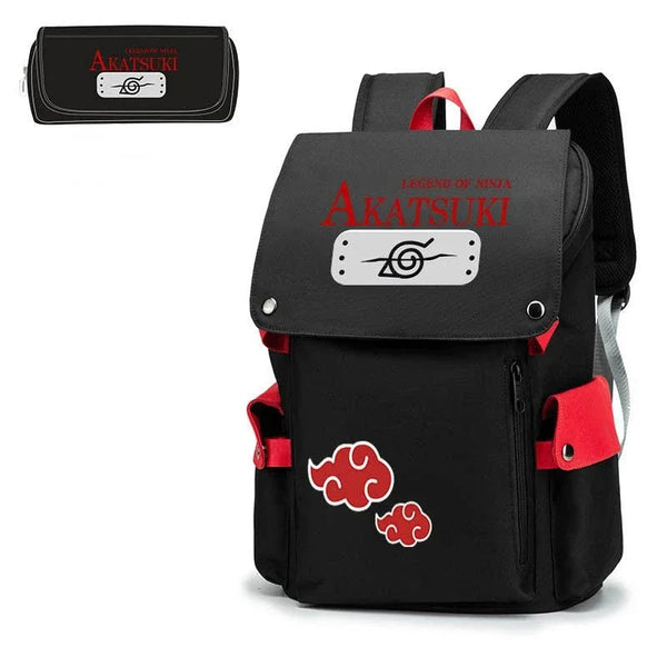 Naruto Anime Backpack, Includes Pencil Case and External Charging Port, Uzumaki Akatsuki School Students Schoolbag Leisure Computer Bag - CloudAnimeStudio