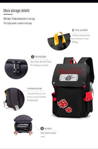 Naruto Anime Backpack, Includes Pencil Case and External Charging Port, Uzumaki Akatsuki School Students Schoolbag Leisure Computer Bag - CloudAnimeStudio